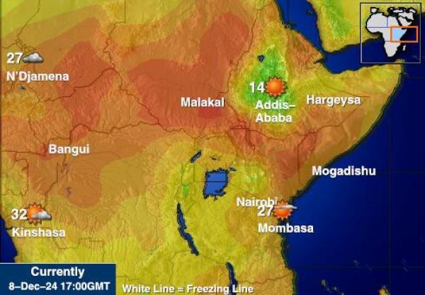 Burundi Sääennuste lämpötila kartalla 