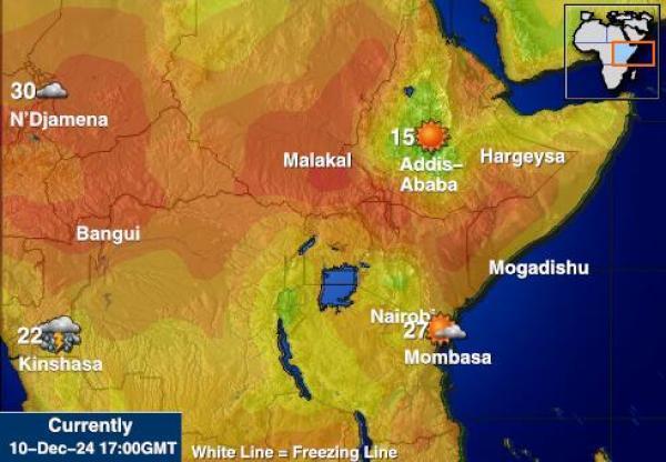 Burundi Sääennuste lämpötila kartalla 