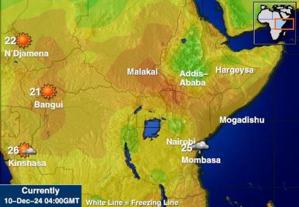 Burundi Sääennuste lämpötila kartalla 