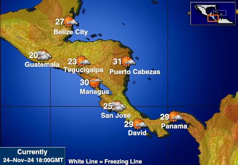 Centraal Amerika Weersverwachting Temperatuur Kaart 