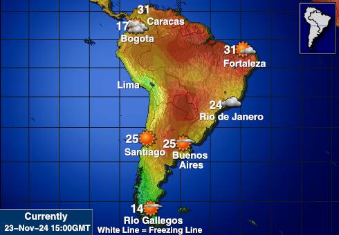 Chile Prognoza pogody temperaturę na mapie 