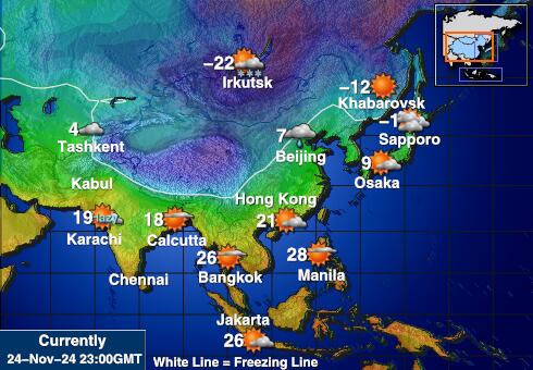 Coral Sea Islands Weersverwachting Temperatuur Kaart 