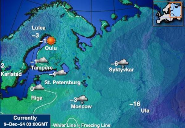 Kroatia Sääennuste lämpötila kartalla 