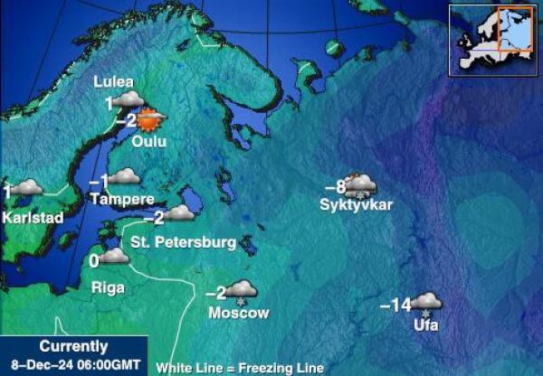 Kroatia Sääennuste lämpötila kartalla 