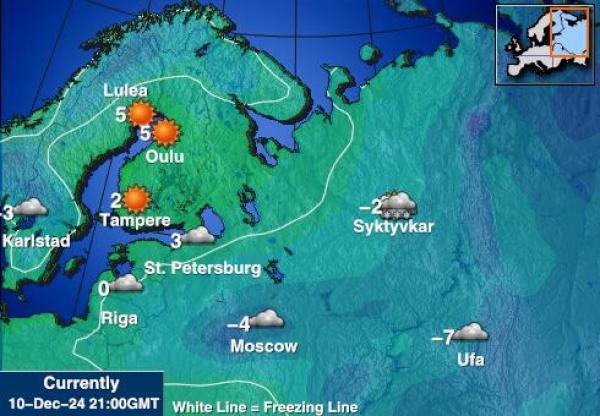 Kroatia Sääennuste lämpötila kartalla 