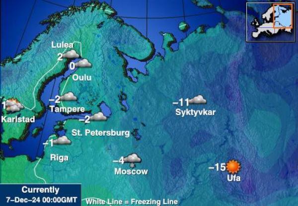 Kroatia Sääennuste lämpötila kartalla 