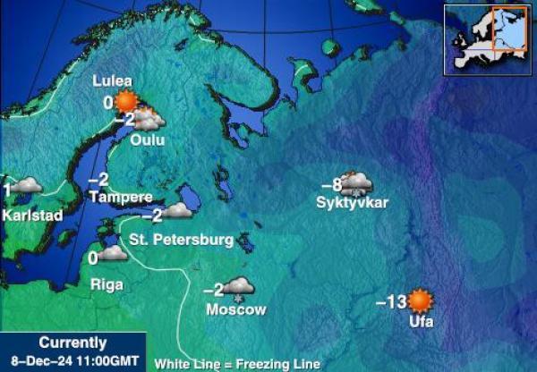 Kroatia Sääennuste lämpötila kartalla 