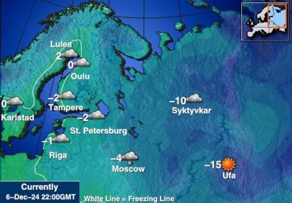 Kroatia Sääennuste lämpötila kartalla 