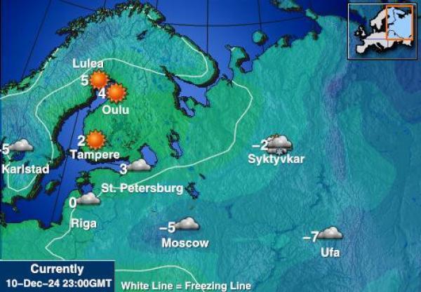 Kroatia Sääennuste lämpötila kartalla 