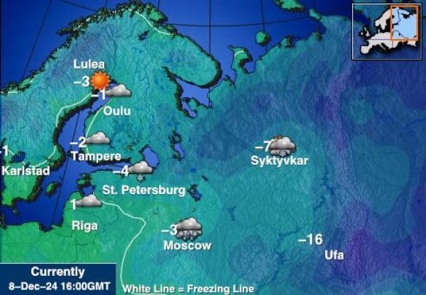 Kroatia Sääennuste lämpötila kartalla 