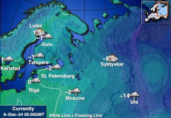 Kroatia Sääennuste lämpötila kartalla 