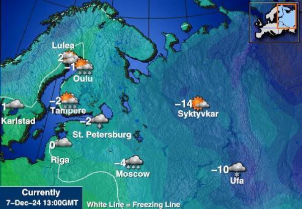 Kroatia Sääennuste lämpötila kartalla 