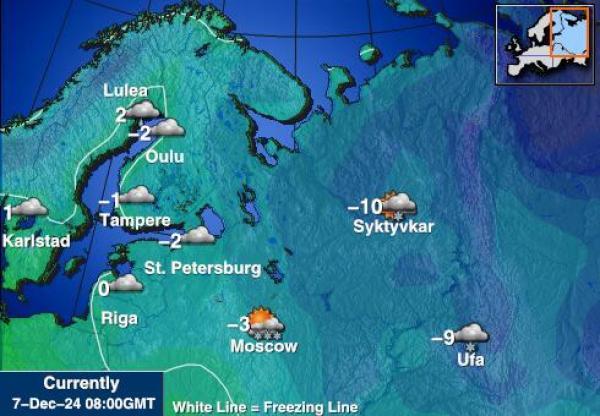 Kroatia Sääennuste lämpötila kartalla 