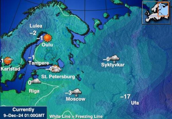 Kroatia Sääennuste lämpötila kartalla 