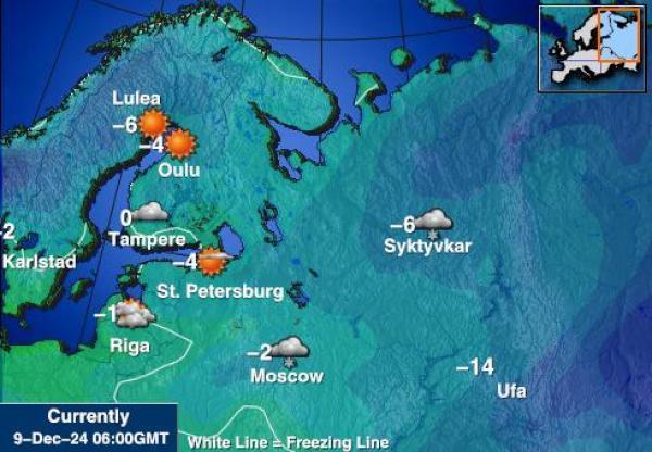 Kroatia Sääennuste lämpötila kartalla 