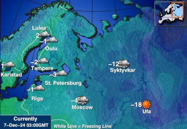 Kroatia Sääennuste lämpötila kartalla 