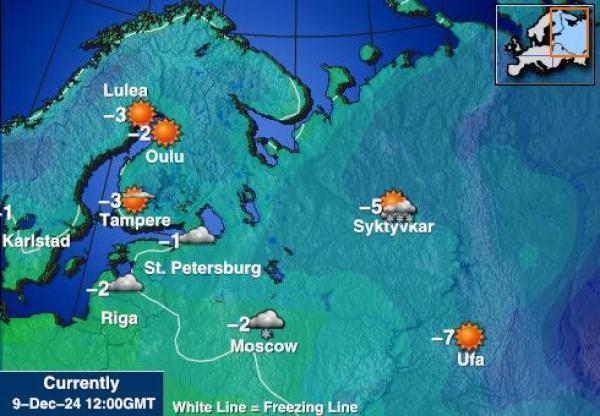 Kroatia Sääennuste lämpötila kartalla 