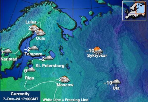 Kroatia Sääennuste lämpötila kartalla 