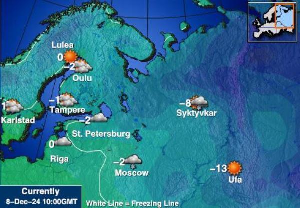 Kroatia Sääennuste lämpötila kartalla 