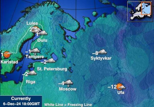 Kroatia Sääennuste lämpötila kartalla 