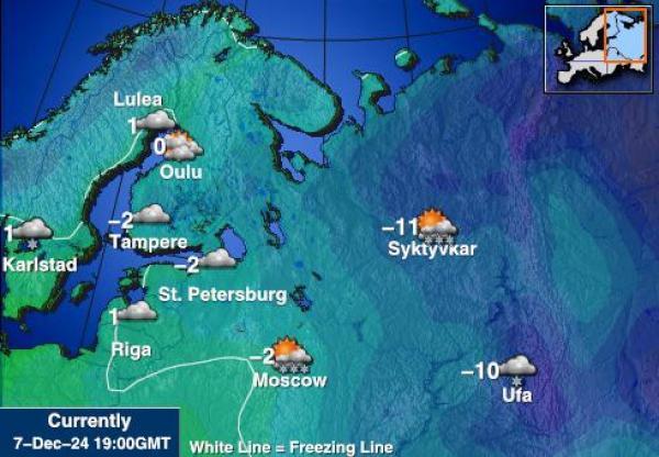 Kroatia Sääennuste lämpötila kartalla 