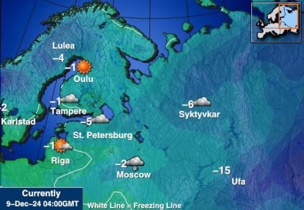 Kroatia Sääennuste lämpötila kartalla 