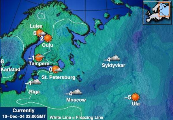 Kroatia Sääennuste lämpötila kartalla 