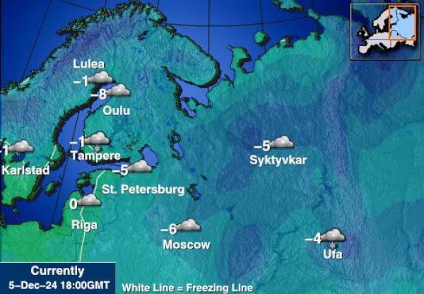 Kroatia Sääennuste lämpötila kartalla 