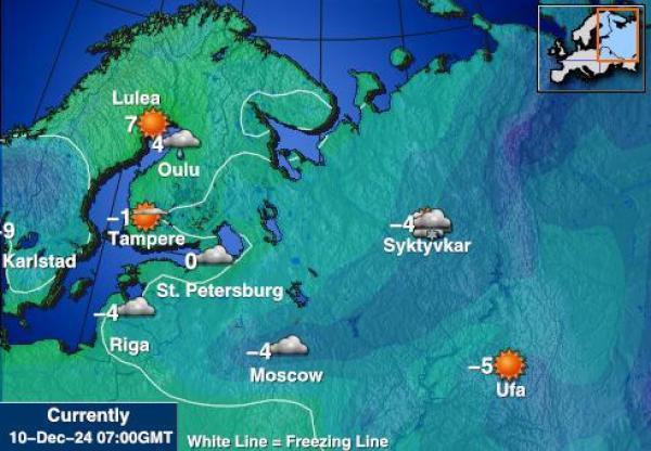 Kroatia Sääennuste lämpötila kartalla 