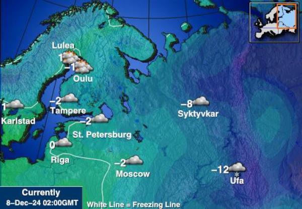 Kroatia Sääennuste lämpötila kartalla 