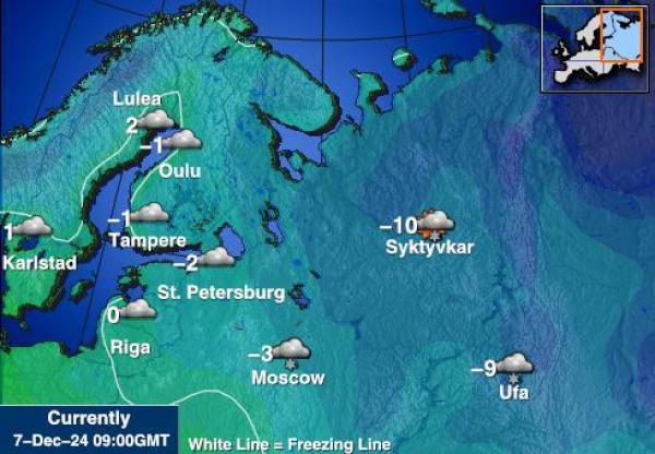 Kroatia Sääennuste lämpötila kartalla 