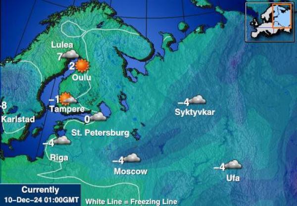 Kroatia Sääennuste lämpötila kartalla 