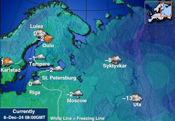 Kroatia Sääennuste lämpötila kartalla 