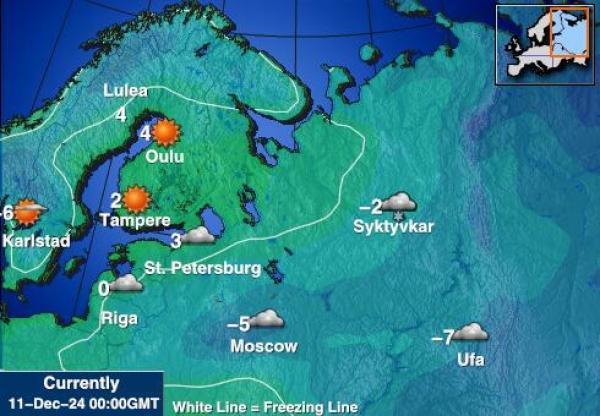 Kroatia Sääennuste lämpötila kartalla 