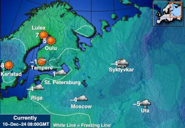 Kroatia Sääennuste lämpötila kartalla 