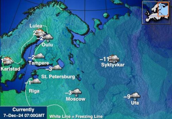 Kroatia Sääennuste lämpötila kartalla 