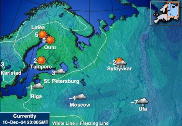 Kroatia Sääennuste lämpötila kartalla 