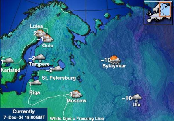 Kypros Sääennuste lämpötila kartalla 