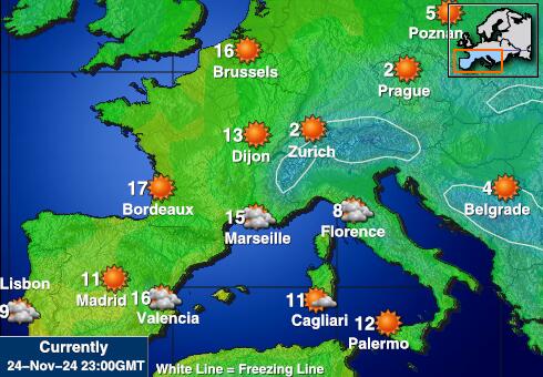 Tsjechische Republiek Weersverwachting Temperatuur Kaart 