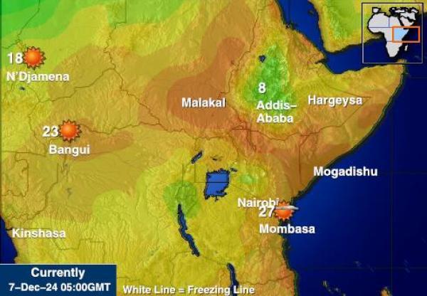 Djibouti Sääennuste lämpötila kartalla 