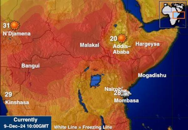 Djibouti Sääennuste lämpötila kartalla 