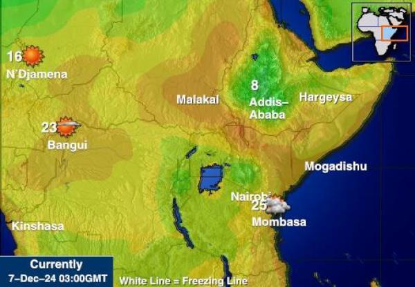 Djibouti Sääennuste lämpötila kartalla 