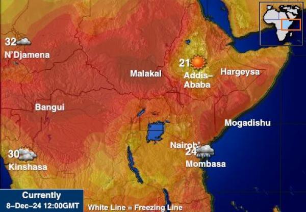 Djibouti Sääennuste lämpötila kartalla 