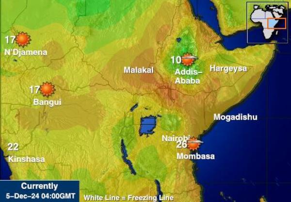 Djibouti Sääennuste lämpötila kartalla 