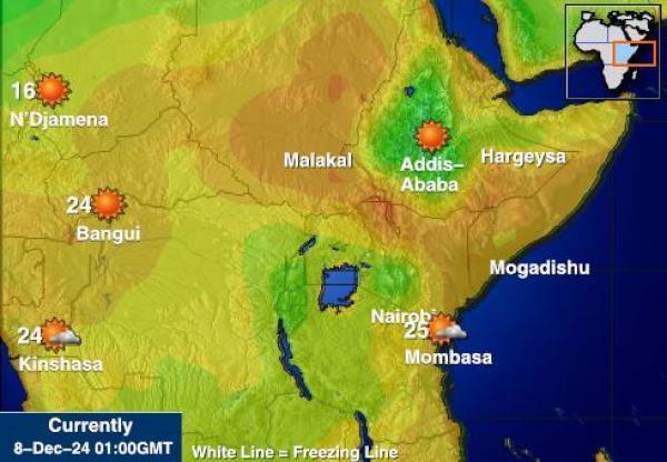 Djibouti Sääennuste lämpötila kartalla 