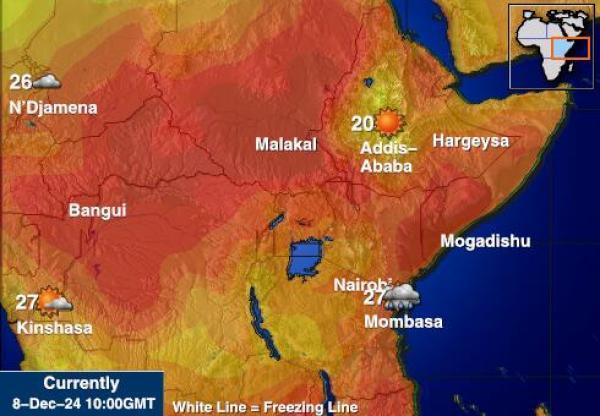 Djibouti Sääennuste lämpötila kartalla 