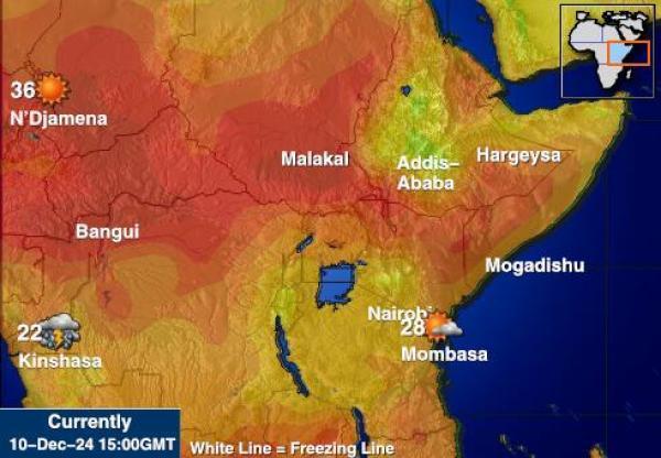 Djibouti Sääennuste lämpötila kartalla 