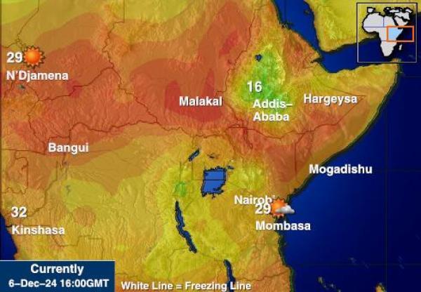 Djibouti Sääennuste lämpötila kartalla 