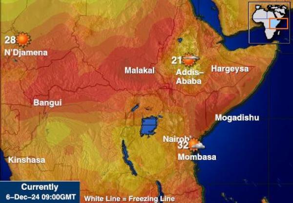 Djibouti Sääennuste lämpötila kartalla 