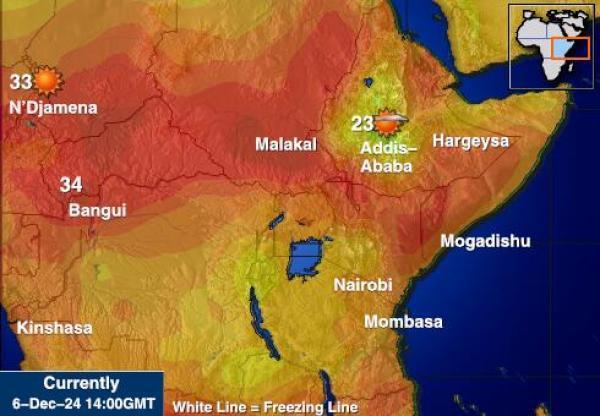 Djibouti Sääennuste lämpötila kartalla 